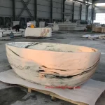 Modern Black & White Veined Marble Bathtub