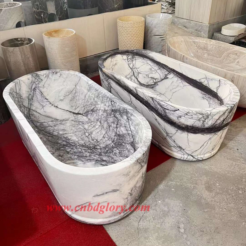 Custom Italian Carrara Marble Bathtub IMB160 4 Custom Italian Carrara Marble Bathtub IMB160 - Image 4