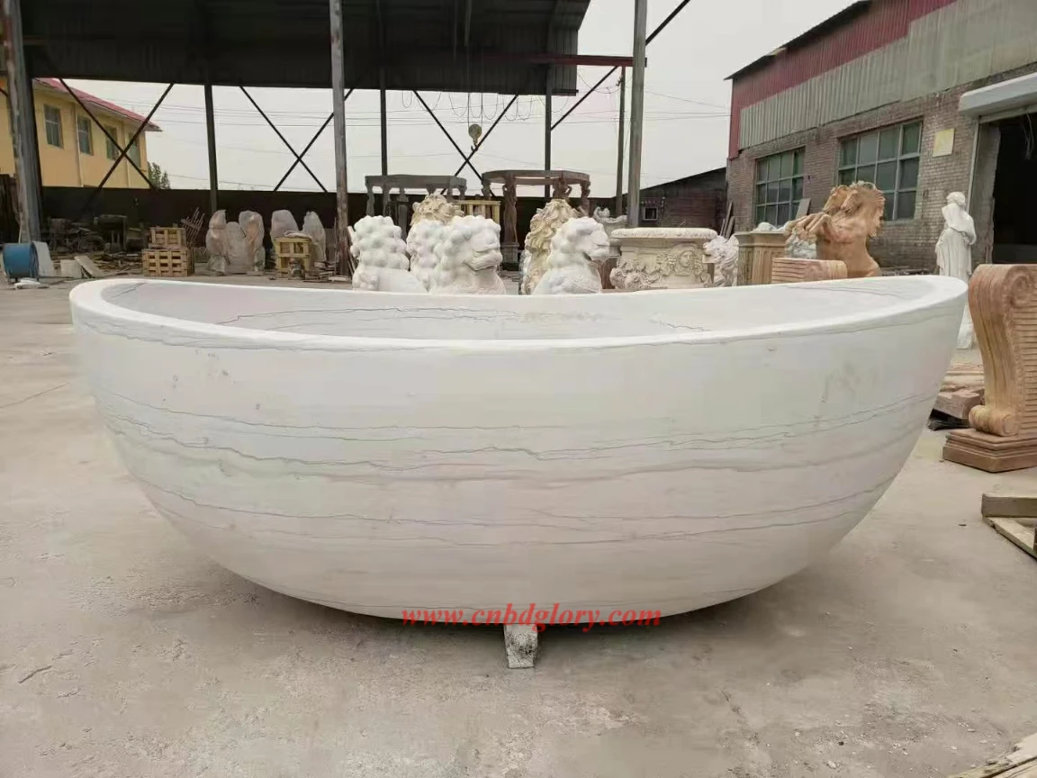 Luxury Hand-Carved Freestanding Marble Bathtub FMB160 3 Custom Hand-carved Marble Bathtub